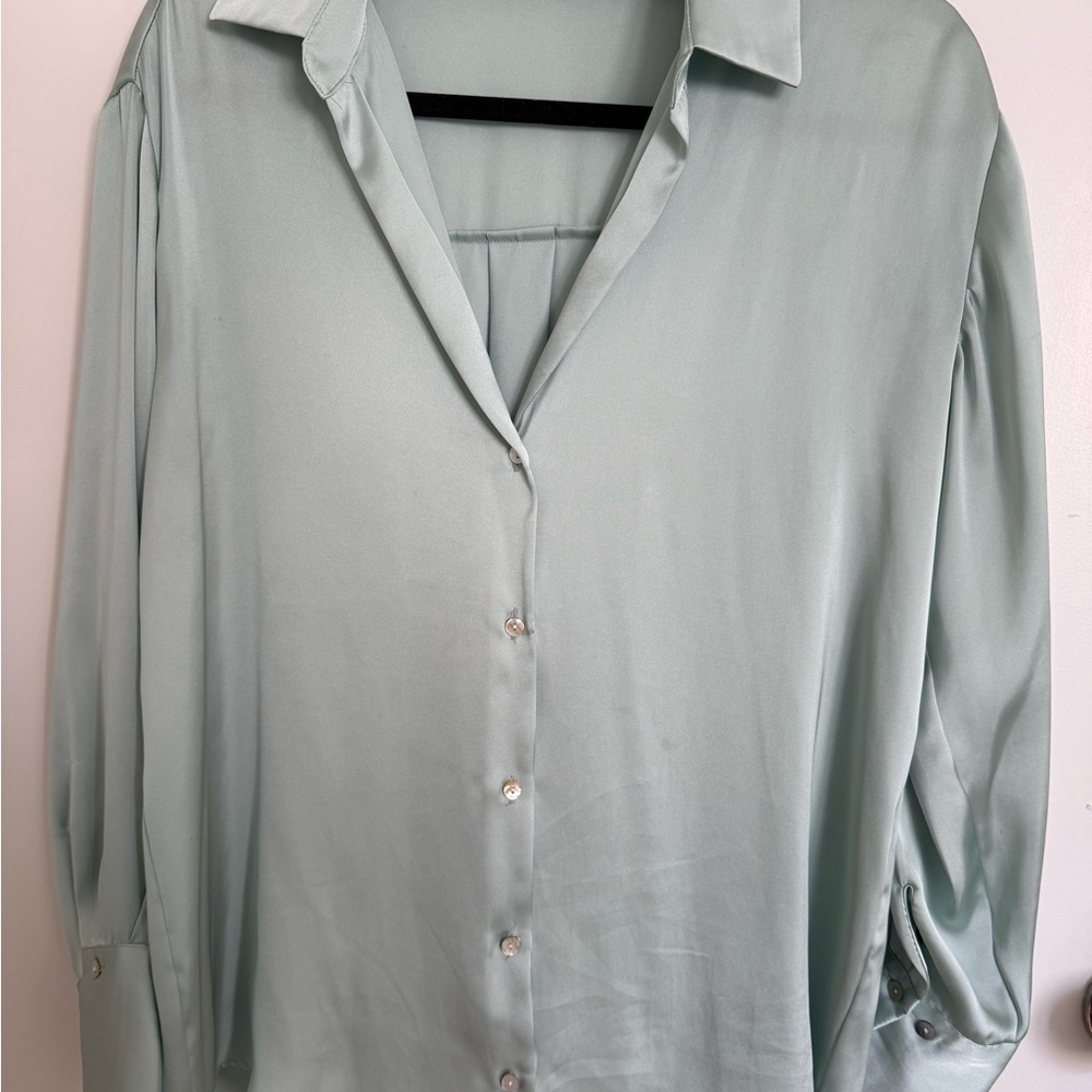 Zara Light Green Button Down Shirt